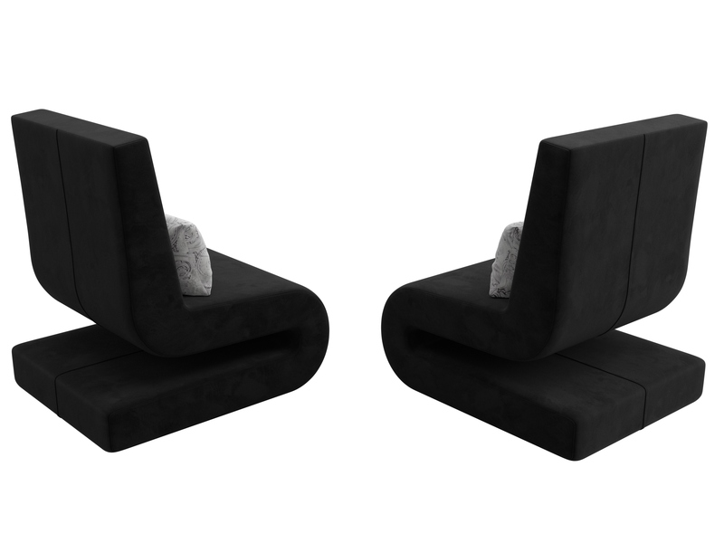 Кресло Волна (2 шт.), Велюр, Seven 35 черный;Seven 17 серый