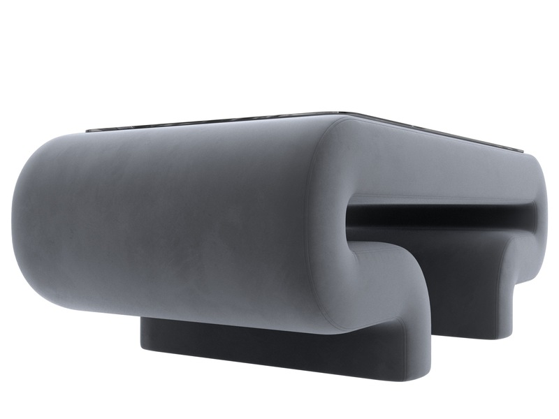 Стол Волна, Велюр, SEVEN 17 серый