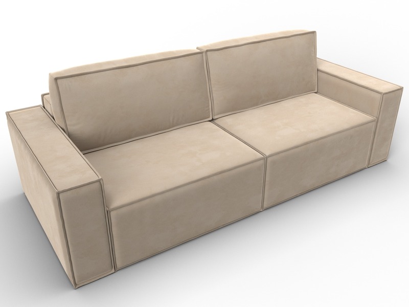 Диван прямой Куба, Велюр, SEVEN 729 бежевый