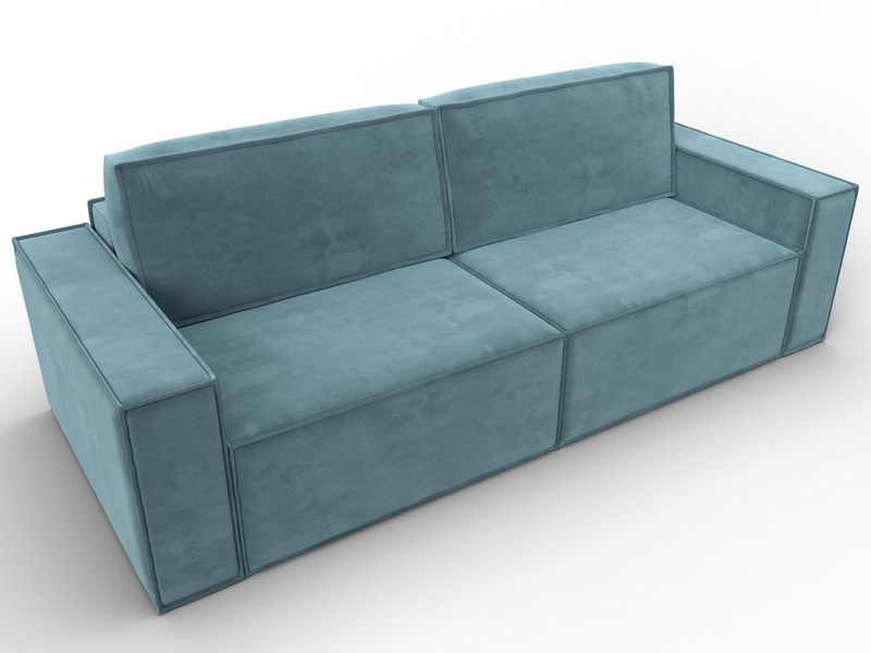 Диван прямой Куба, Велюр, SEVEN 113 бирюзовый