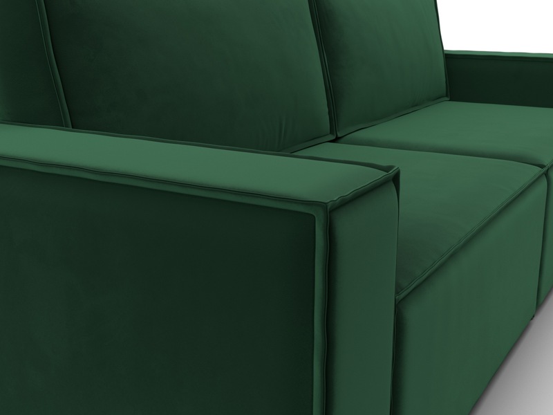 Диван прямой Куба, Велюр, SEVEN 626 зеленый