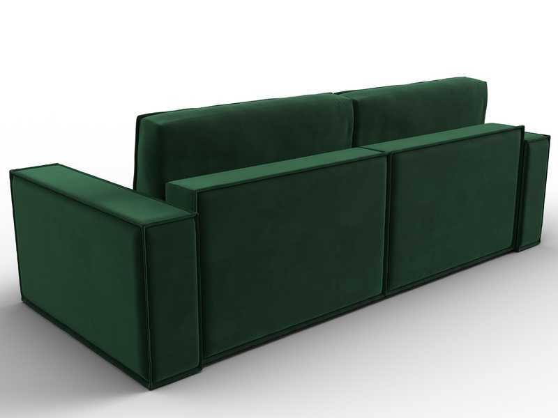 Диван прямой Куба, Велюр, SEVEN 626 зеленый