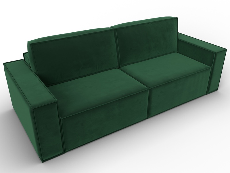 Диван прямой Куба, Велюр, SEVEN 626 зеленый
