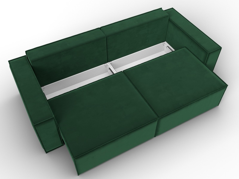 Диван прямой Куба, Велюр, SEVEN 626 зеленый