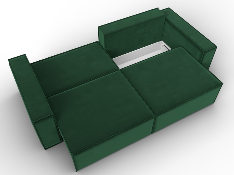 Диван прямой Куба, Велюр, SEVEN 626 зеленый