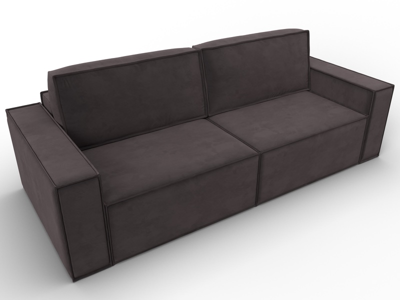 Диван прямой Куба, Велюр, SEVEN 727 коричневый