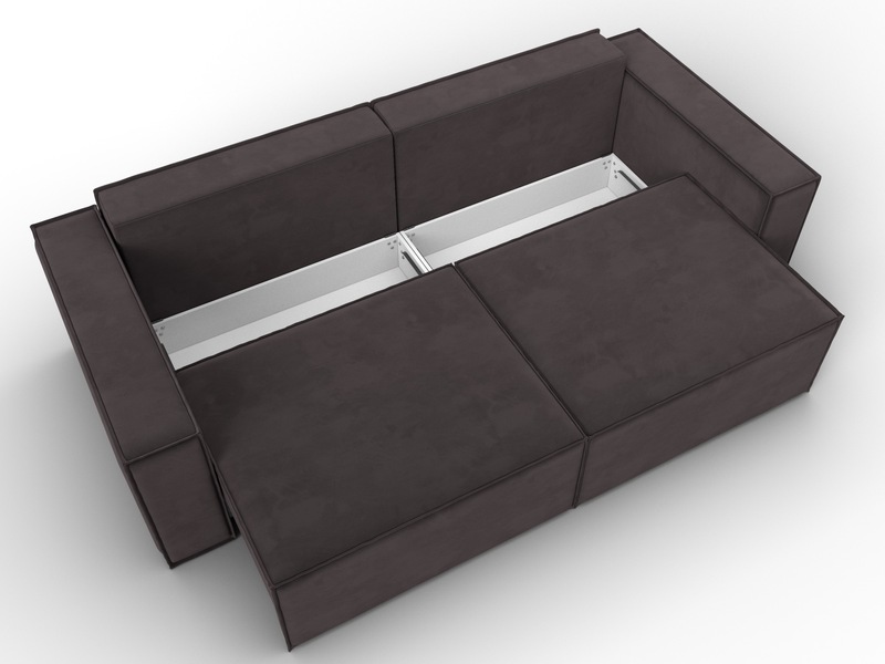 Диван прямой Куба, Велюр, SEVEN 727 коричневый