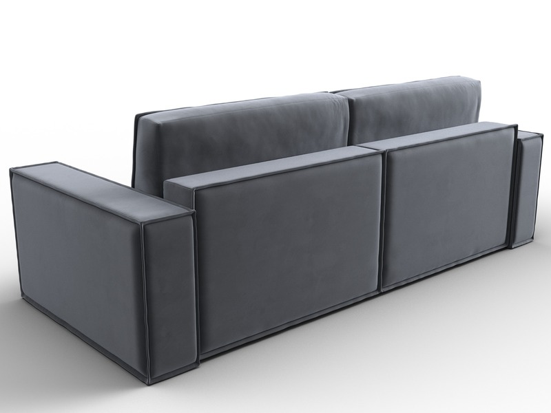 Диван прямой Куба, Велюр, SEVEN 17 серый