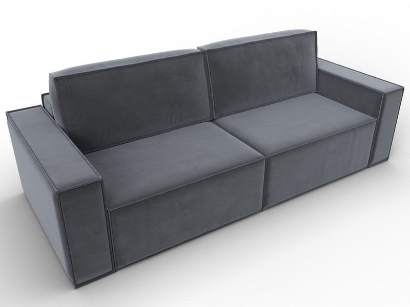 Диван прямой Куба, Велюр, SEVEN 17 серый