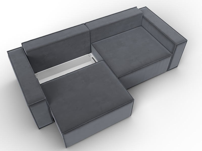 Диван прямой Куба, Велюр, SEVEN 17 серый