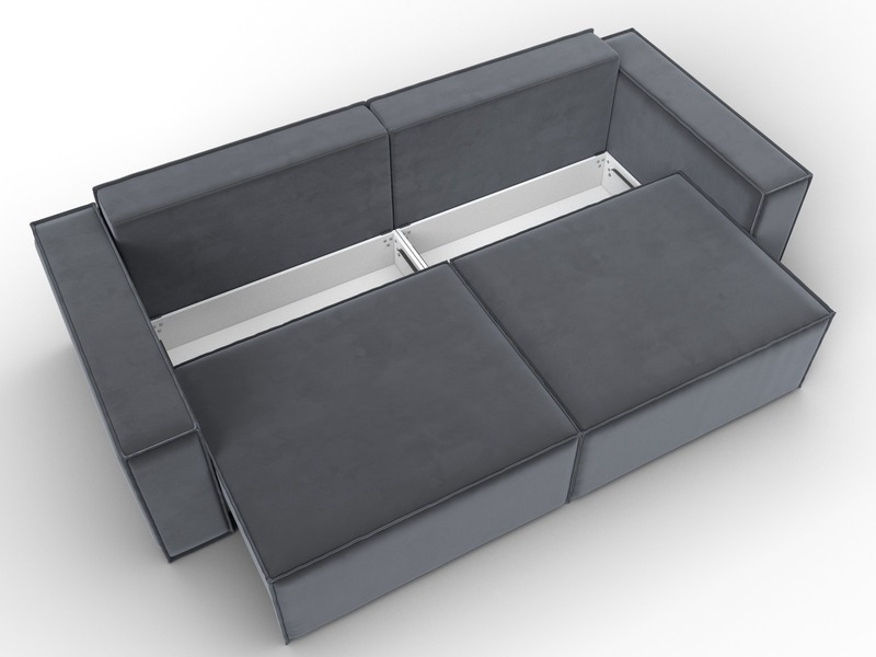 Диван прямой Куба, Велюр, SEVEN 17 серый