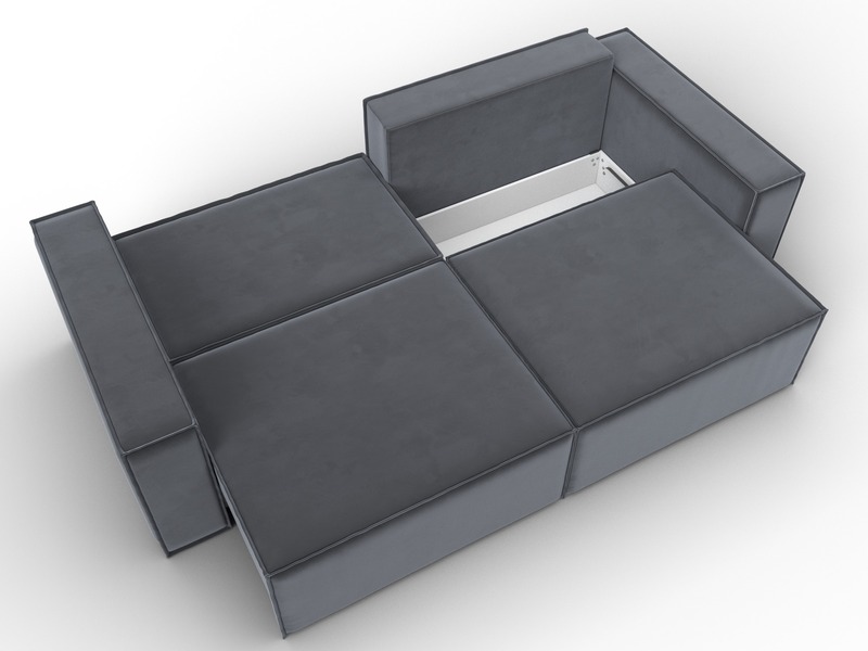 Диван прямой Куба, Велюр, SEVEN 17 серый