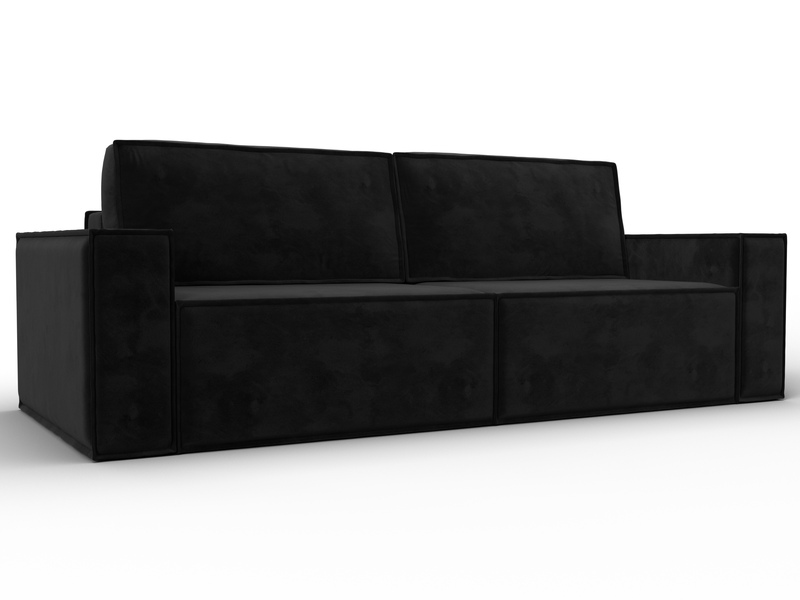 Диван прямой Куба, Велюр, SEVEN 35 черный