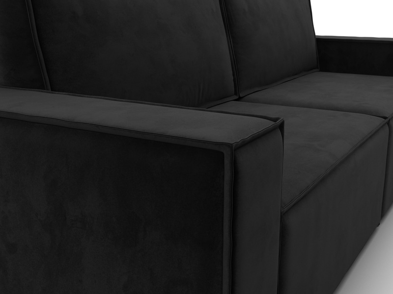 Диван прямой Куба, Велюр, SEVEN 35 черный