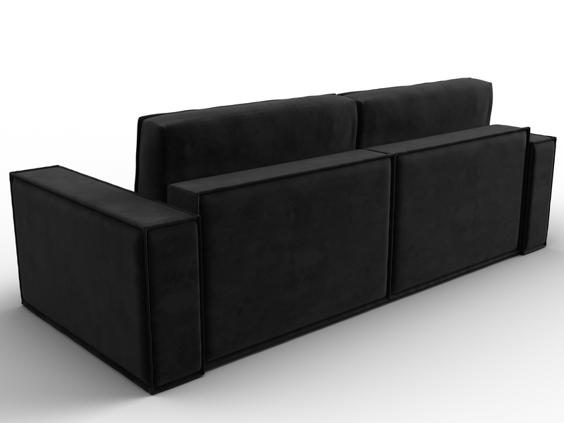 Диван прямой Куба, Велюр, SEVEN 35 черный