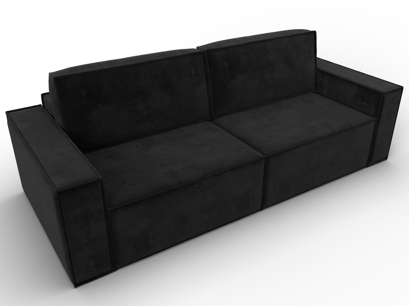 Диван прямой Куба, Велюр, SEVEN 35 черный