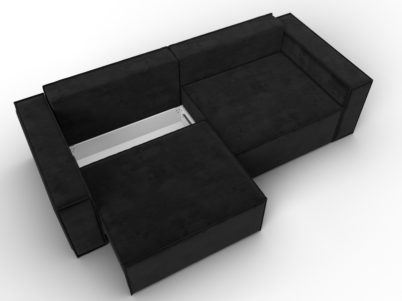 Диван прямой Куба, Велюр, SEVEN 35 черный