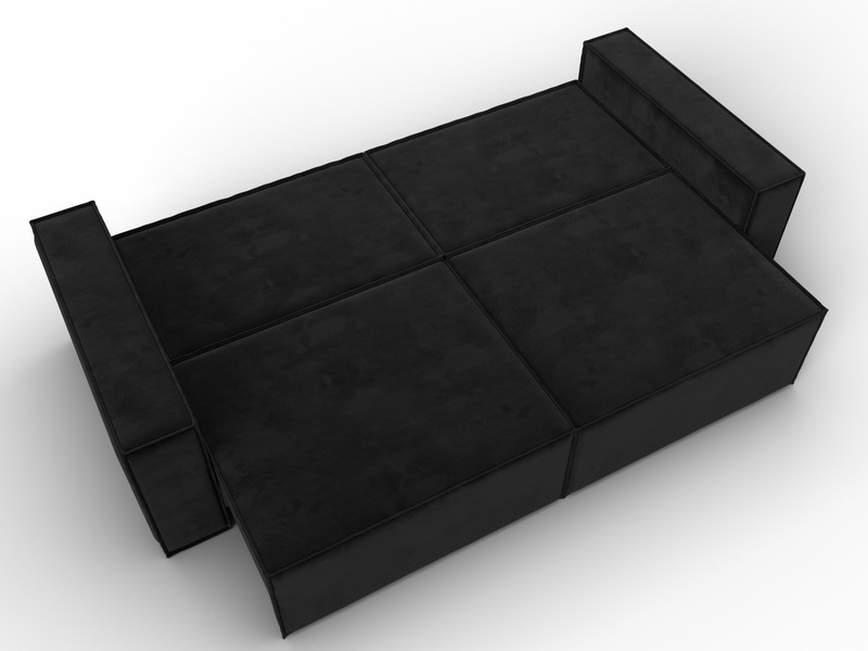 Диван прямой Куба, Велюр, SEVEN 35 черный