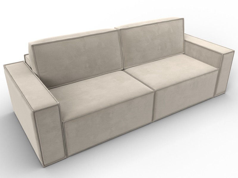 Диван прямой Куба, Микровельвет, Бежевый