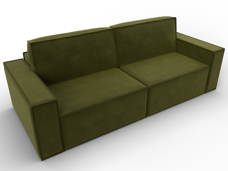 Диван прямой Куба, Микровельвет, Зеленый
