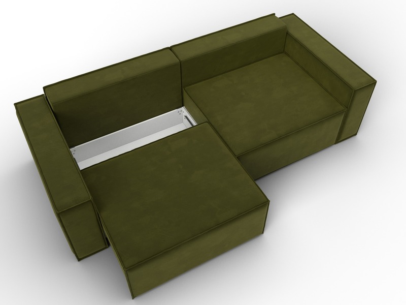 Диван прямой Куба, Микровельвет, Зеленый