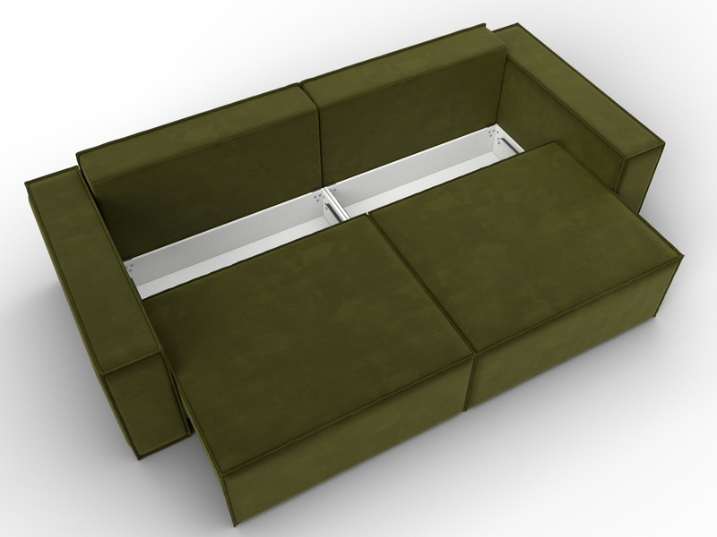 Диван прямой Куба, Микровельвет, Зеленый