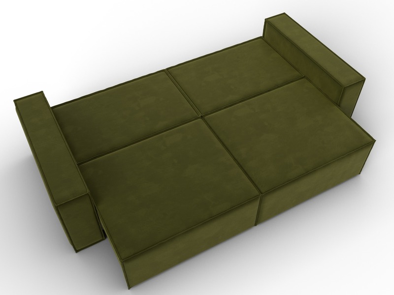 Диван прямой Куба, Микровельвет, Зеленый