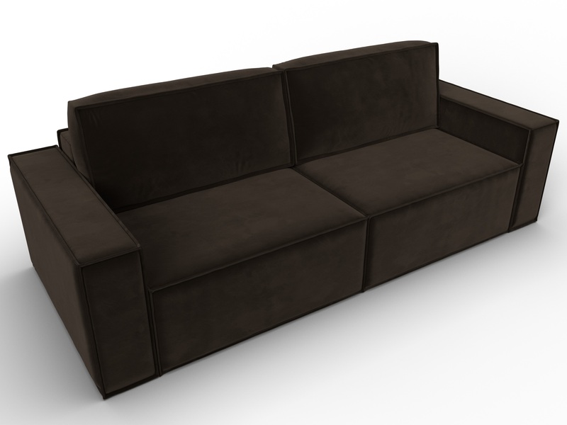 Диван прямой Куба, Микровельвет, Коричневый