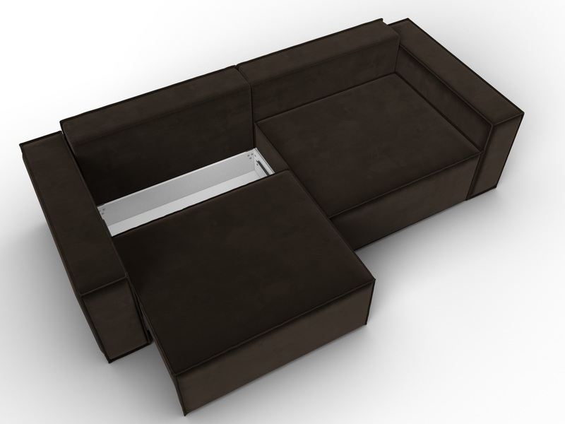 Диван прямой Куба, Микровельвет, Коричневый