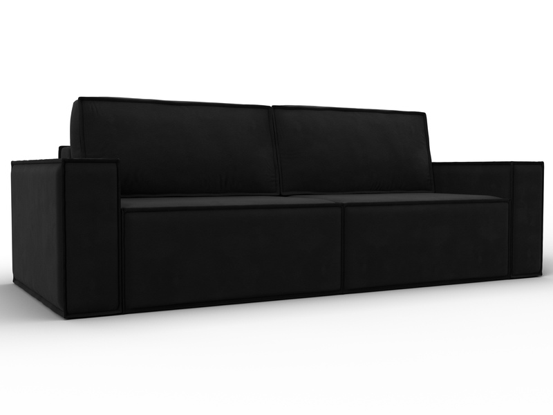 Диван прямой Куба, Микровельвет, Черный