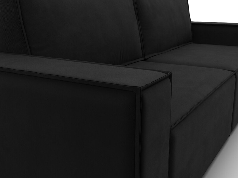 Диван прямой Куба, Микровельвет, Черный