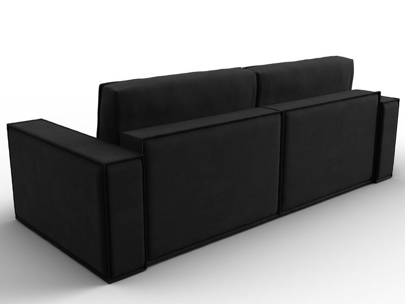Диван прямой Куба, Микровельвет, Черный
