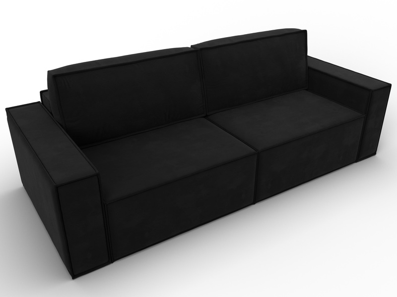 Диван прямой Куба, Микровельвет, Черный