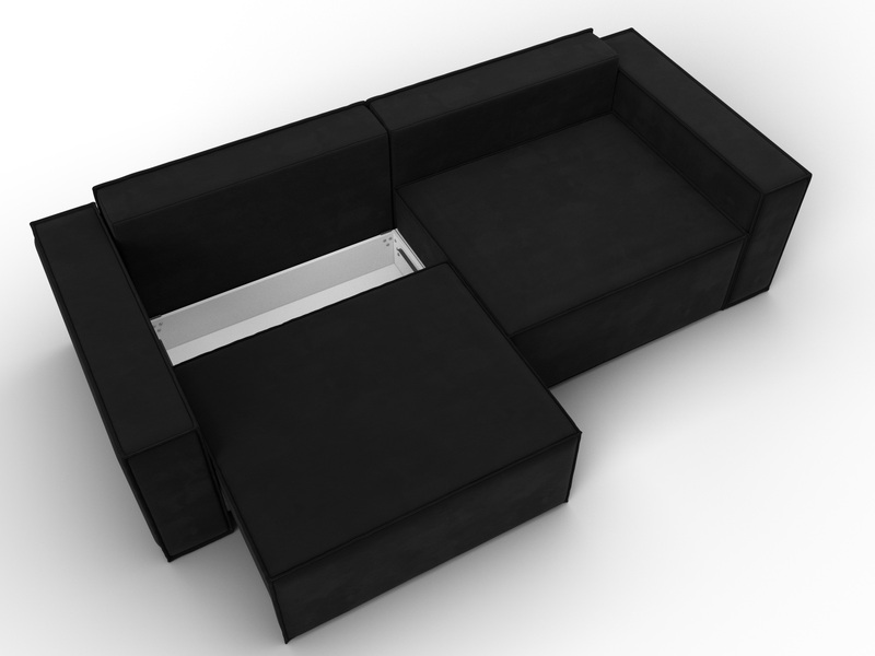 Диван прямой Куба, Микровельвет, Черный