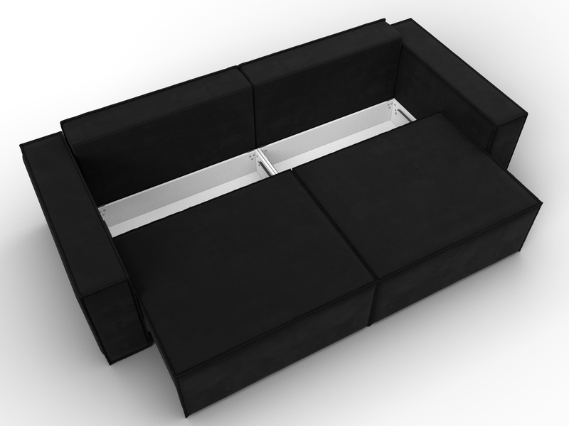 Диван прямой Куба, Микровельвет, Черный