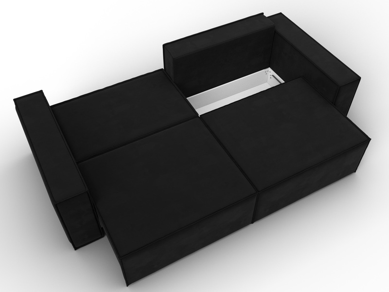 Диван прямой Куба, Микровельвет, Черный