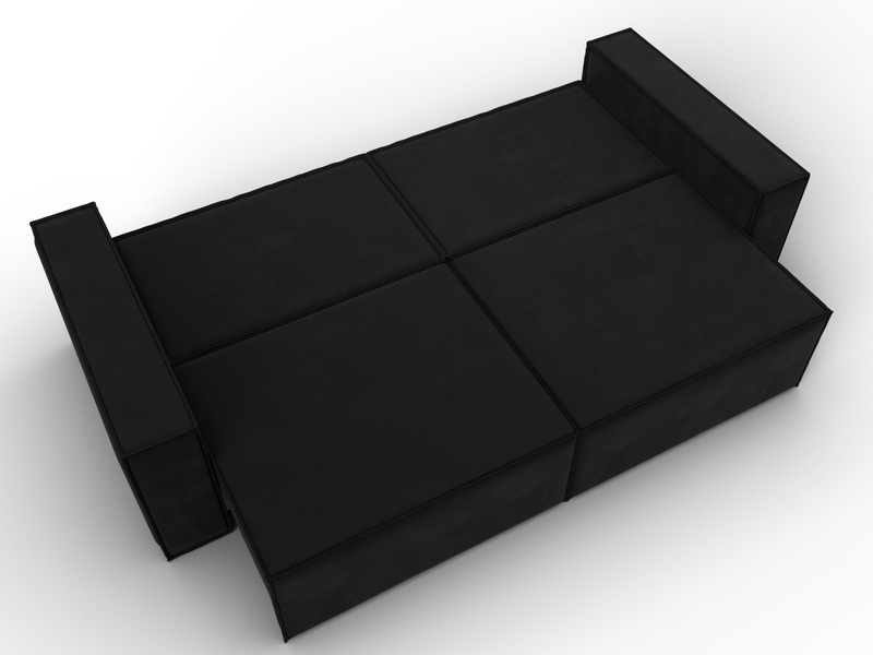 Диван прямой Куба, Микровельвет, Черный