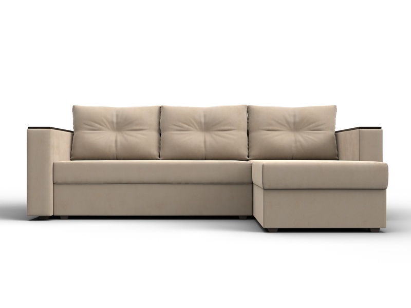 Диван угловой Атланта без стола универсальный угол, Велюр, SEVEN 729 бежевый