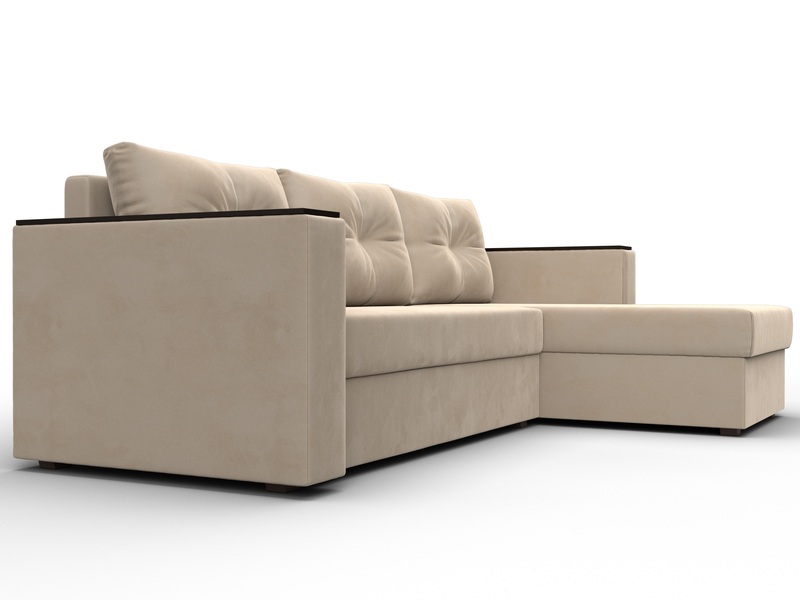 Диван угловой Атланта без стола универсальный угол, Велюр, SEVEN 729 бежевый