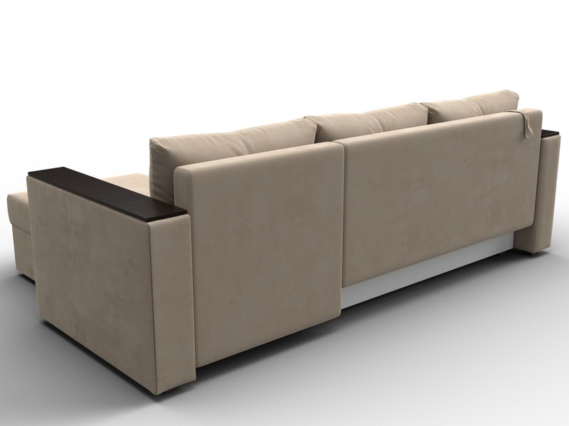 Диван угловой Атланта без стола универсальный угол, Велюр, SEVEN 729 бежевый