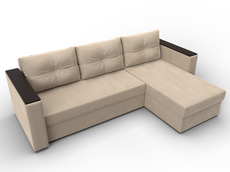 Диван угловой Атланта без стола универсальный угол, Велюр, SEVEN 729 бежевый