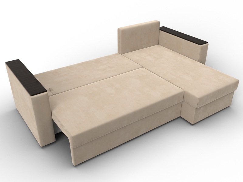 Диван угловой Атланта без стола универсальный угол, Велюр, SEVEN 729 бежевый