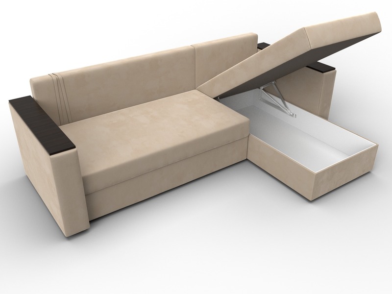 Диван угловой Атланта без стола универсальный угол, Велюр, SEVEN 729 бежевый