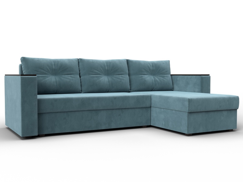 Диван угловой Атланта без стола универсальный угол, Велюр, SEVEN 113 бирюзовый