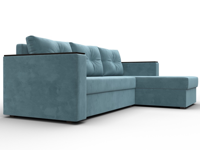Диван угловой Атланта без стола универсальный угол, Велюр, SEVEN 113 бирюзовый