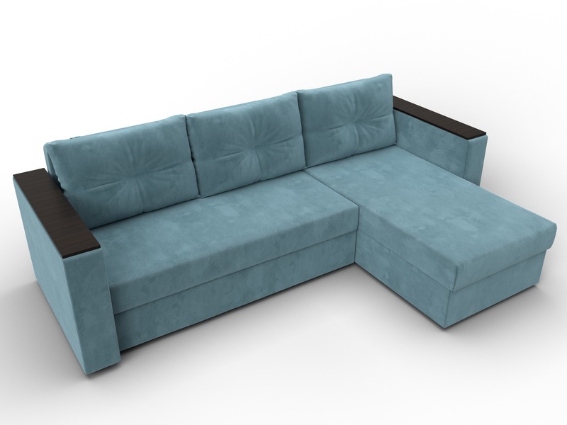Диван угловой Атланта без стола универсальный угол, Велюр, SEVEN 113 бирюзовый