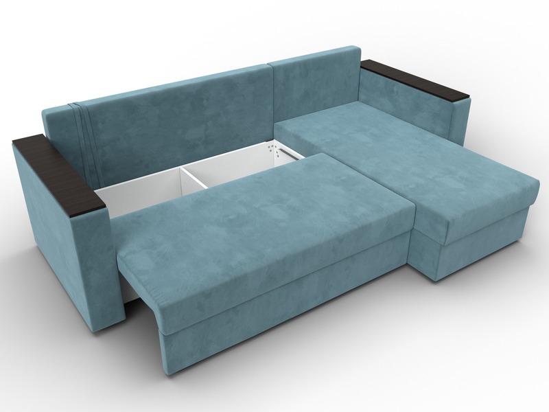 Диван угловой Атланта без стола универсальный угол, Велюр, SEVEN 113 бирюзовый