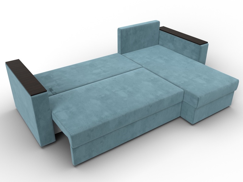 Диван угловой Атланта без стола универсальный угол, Велюр, SEVEN 113 бирюзовый