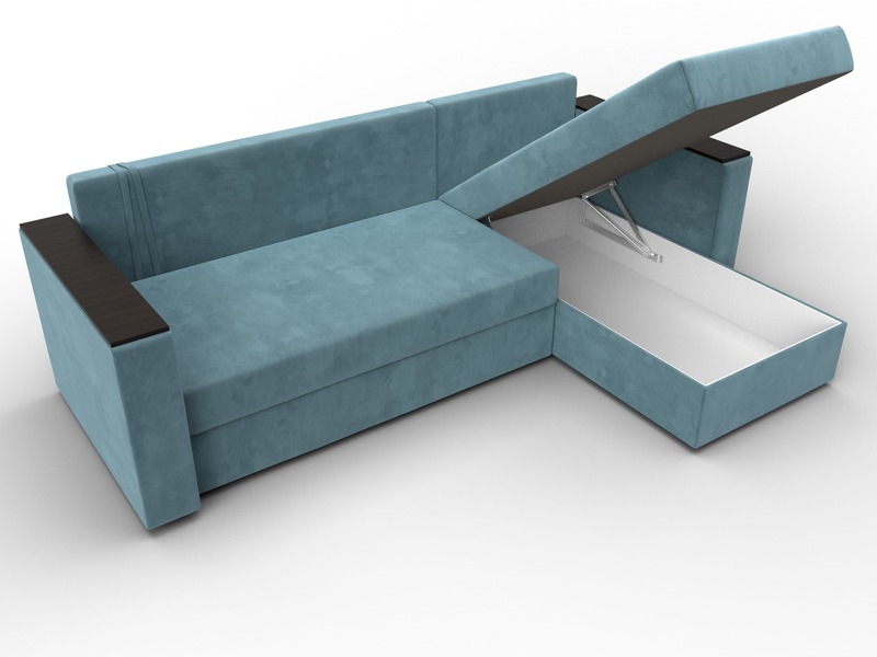 Диван угловой Атланта без стола универсальный угол, Велюр, SEVEN 113 бирюзовый