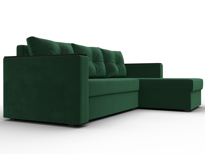 Диван угловой Атланта без стола универсальный угол, Велюр, SEVEN 626 зеленый